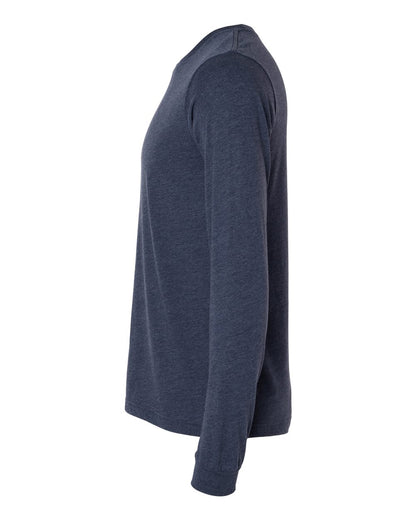 BELLA + CANVAS 3501CVC Heather CVC Long Sleeve Tee - Heather Midnight Navy - Direct Side