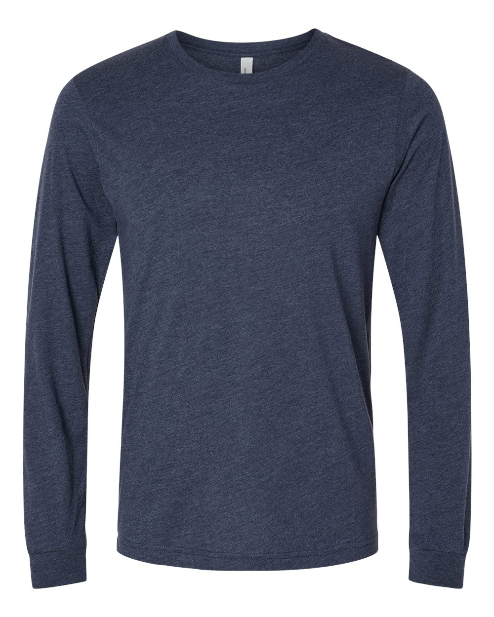 BELLA + CANVAS 3501CVC Heather CVC Long Sleeve Tee - Heather Midnight Navy - Front View