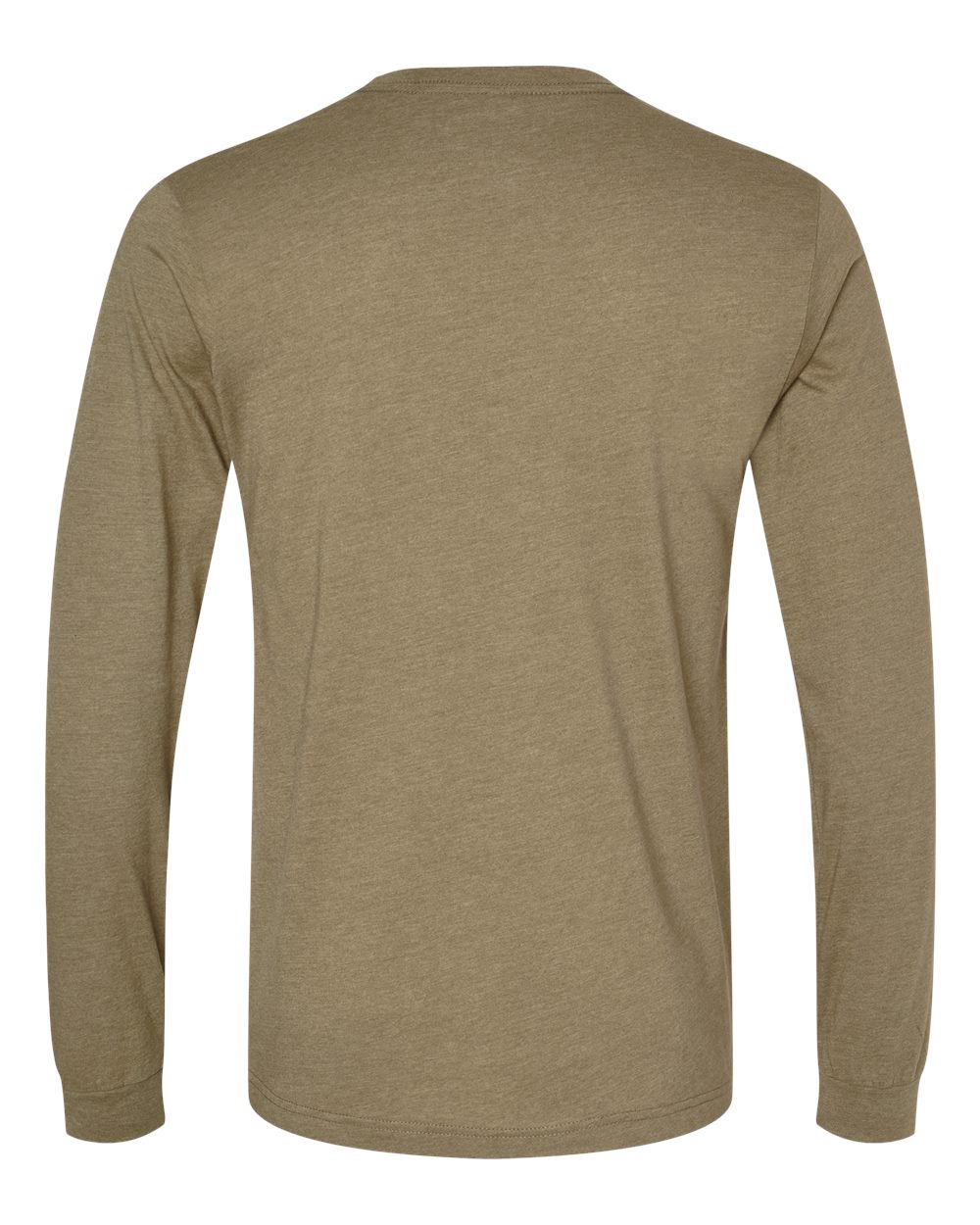 BELLA + CANVAS 3501CVC Heather CVC Long Sleeve Tee - Heather Olive - Back View