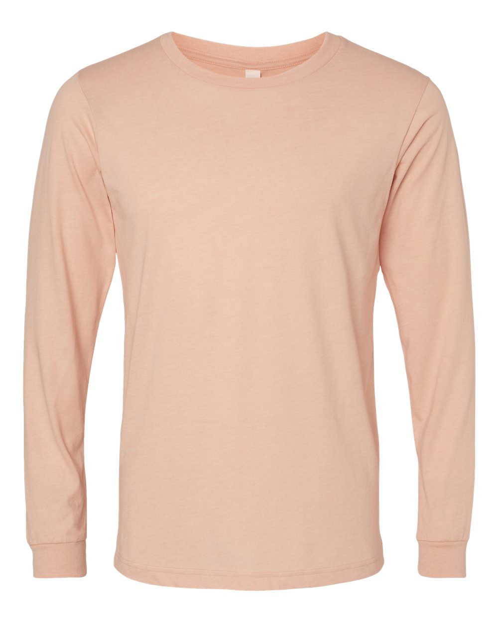 BELLA + CANVAS 3501CVC Heather CVC Long Sleeve Tee - Heather Peach - Front View