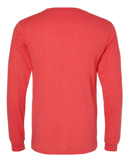 BELLA + CANVAS 3501CVC Heather CVC Long Sleeve Tee - Heather Red - Back View