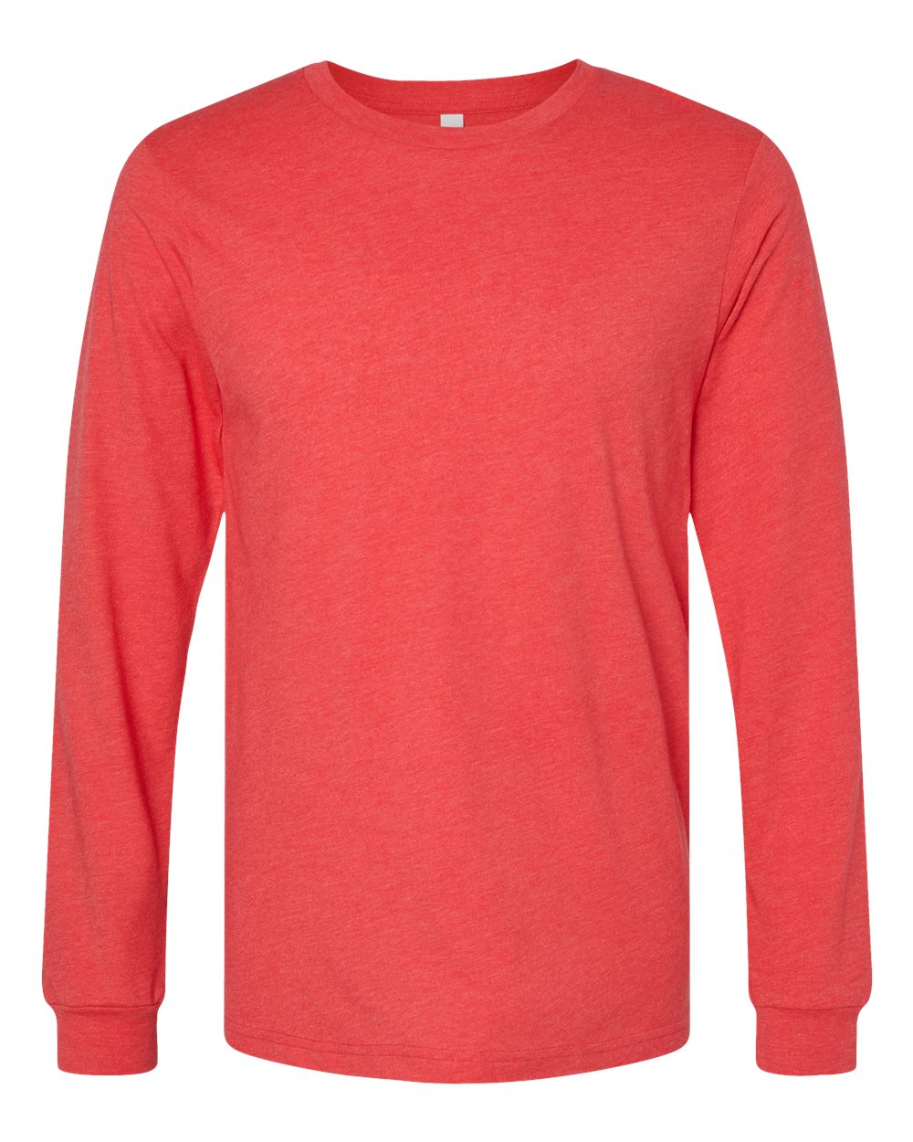 BELLA + CANVAS 3501CVC Heather CVC Long Sleeve Tee - Heather Red - Front View