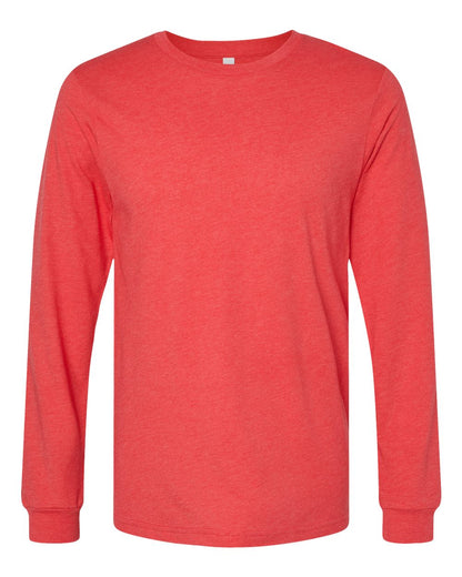 BELLA + CANVAS 3501CVC Heather CVC Long Sleeve Tee - Heather Red - Front View