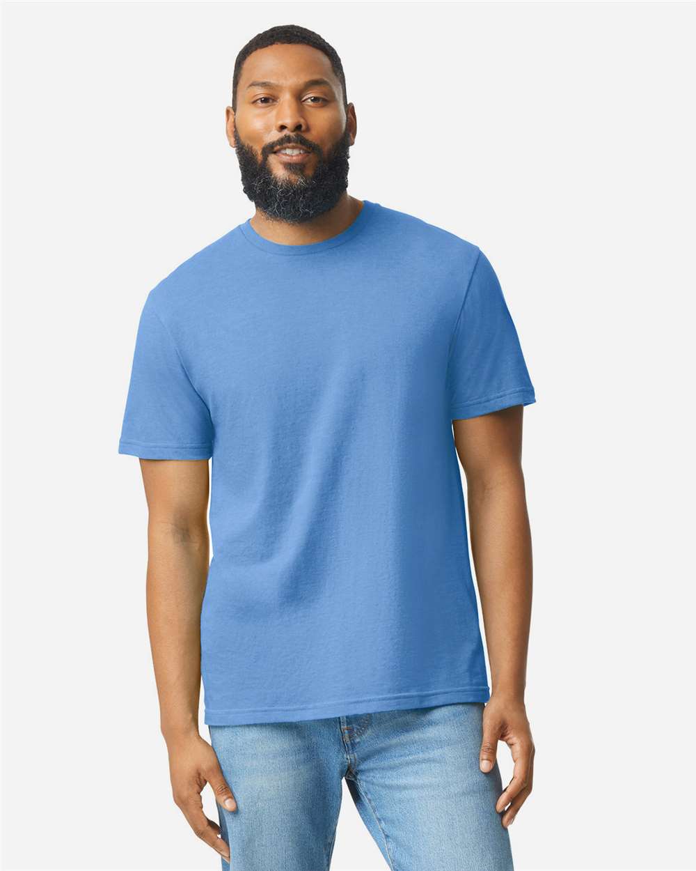 Gildan 64000CVC Unisex Softstyle® CVC T-Shirt - Carolina Blue Mist - On Model Front