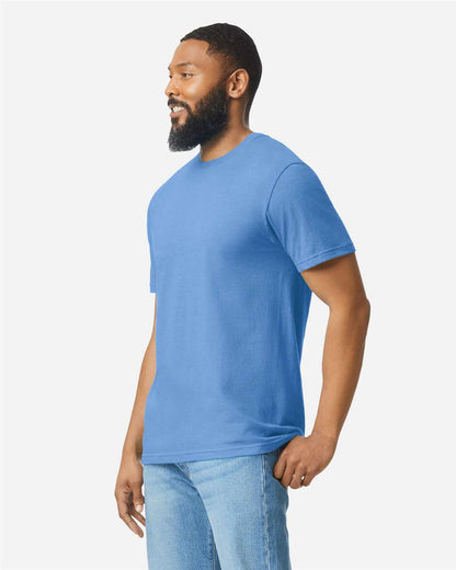 Gildan 64000CVC Unisex Softstyle® CVC T-Shirt - Carolina Blue Mist - On Model Side