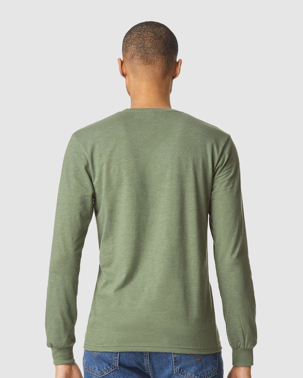 Gildan 64440CVC Unisex Softstyle® CVC Long Sleeve T-Shirt - Cactus - On Model Back