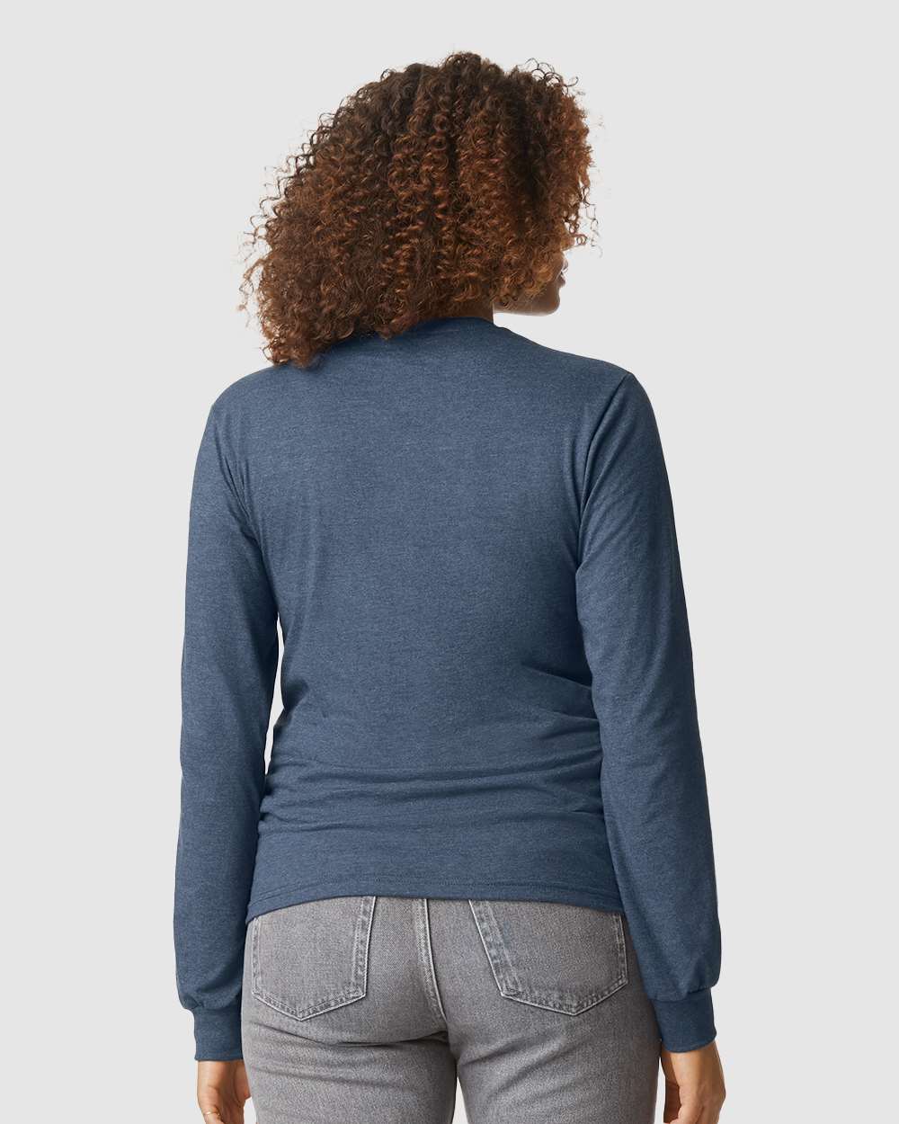 Gildan 64440CVC Unisex Softstyle® CVC Long Sleeve T-Shirt - Navy Mist - On Model Back