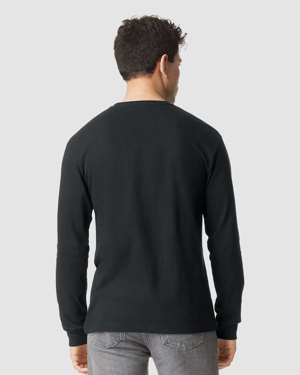 Gildan 64440CVC Unisex Softstyle® CVC Long Sleeve T-Shirt - Pitch Black - On Model Back