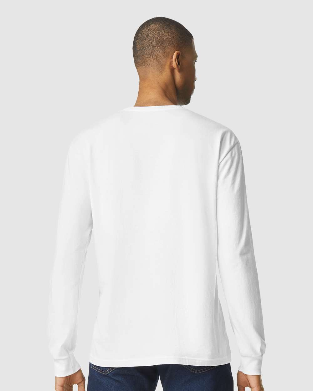 Gildan 64440CVC Unisex Softstyle® CVC Long Sleeve T-Shirt - White - On Model Back