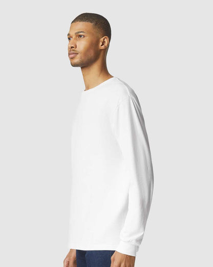 Gildan 64440CVC Unisex Softstyle® CVC Long Sleeve T-Shirt - White - On Model Side