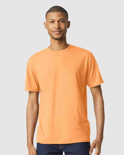 Gildan 64000CVC Unisex Softstyle® CVC T-Shirt - Tangerine Mist - On Model Front