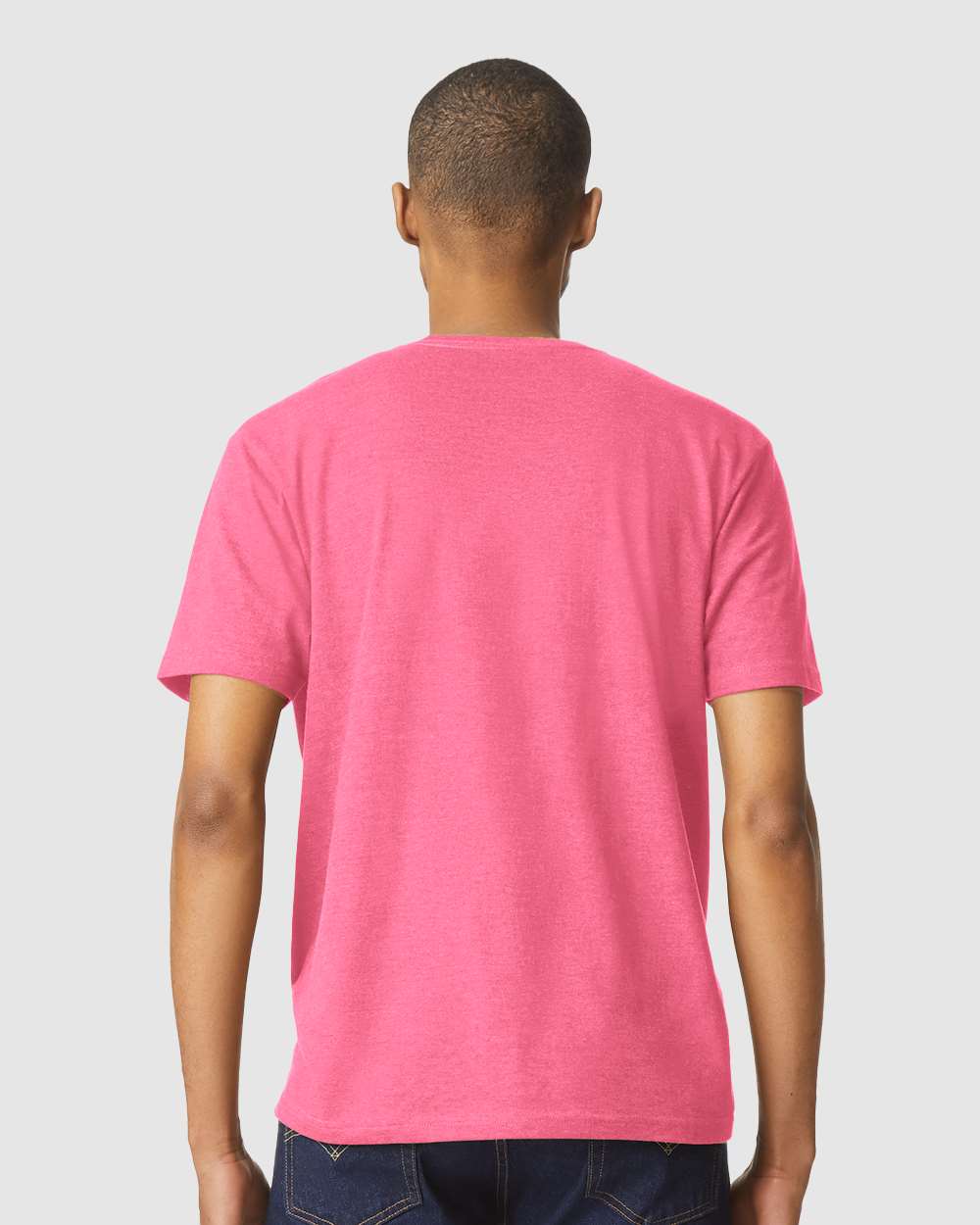 Gildan 64000CVC Unisex Softstyle® CVC T-Shirt - Pink Lemonade Mist - On Model Back