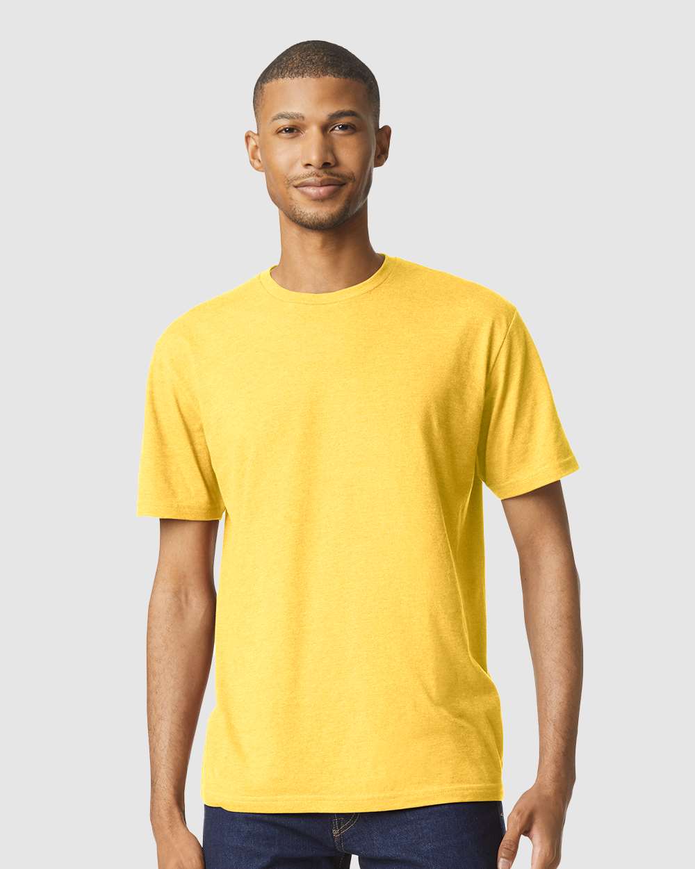 Gildan 64000CVC Unisex Softstyle® CVC T-Shirt - Daisy Mist - On Model Front