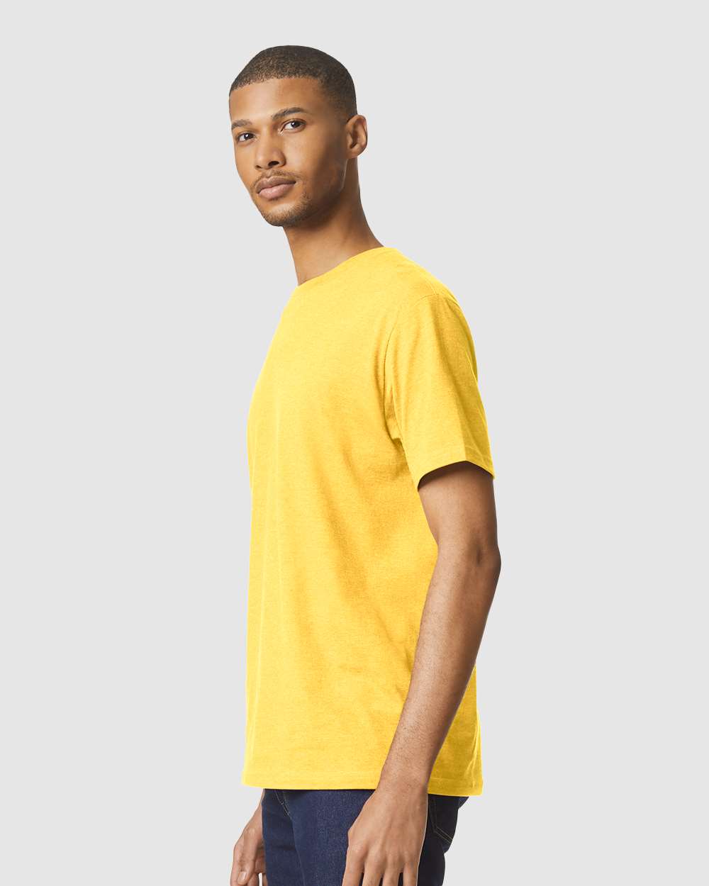 Gildan 64000CVC Unisex Softstyle® CVC T-Shirt - Daisy Mist - On Model Side