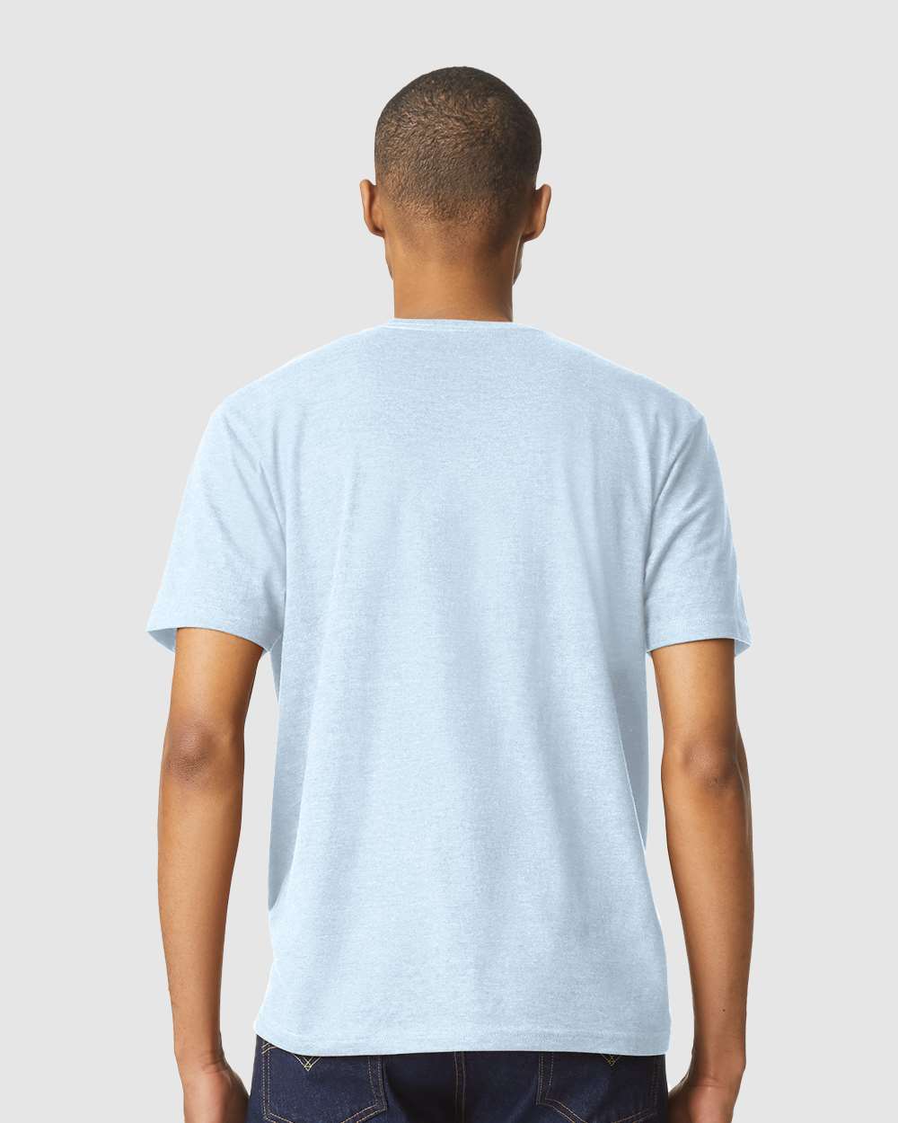 Gildan 64000CVC Unisex Softstyle® CVC T-Shirt - Light Blue Mist - On Model Back