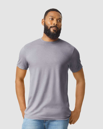 Gildan 64000CVC Unisex Softstyle® CVC T-Shirt - Sport Grey - On Model Front