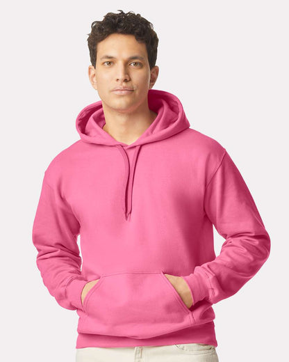 Gildan SF500 Unisex Softstyle® Midweight Hooded Sweatshirt - Pink Lemonade - On Model Front
