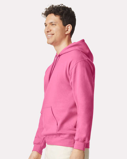 Gildan SF500 Unisex Softstyle® Midweight Hooded Sweatshirt - Pink Lemonade - On Model Side