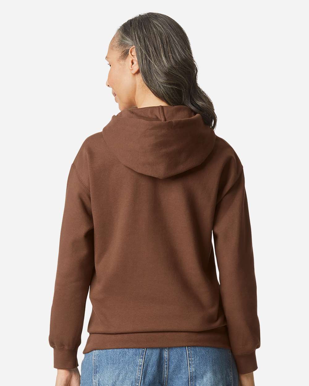 Gildan SF500 Unisex Softstyle® Midweight Hooded Sweatshirt - Cocoa - On Model Back