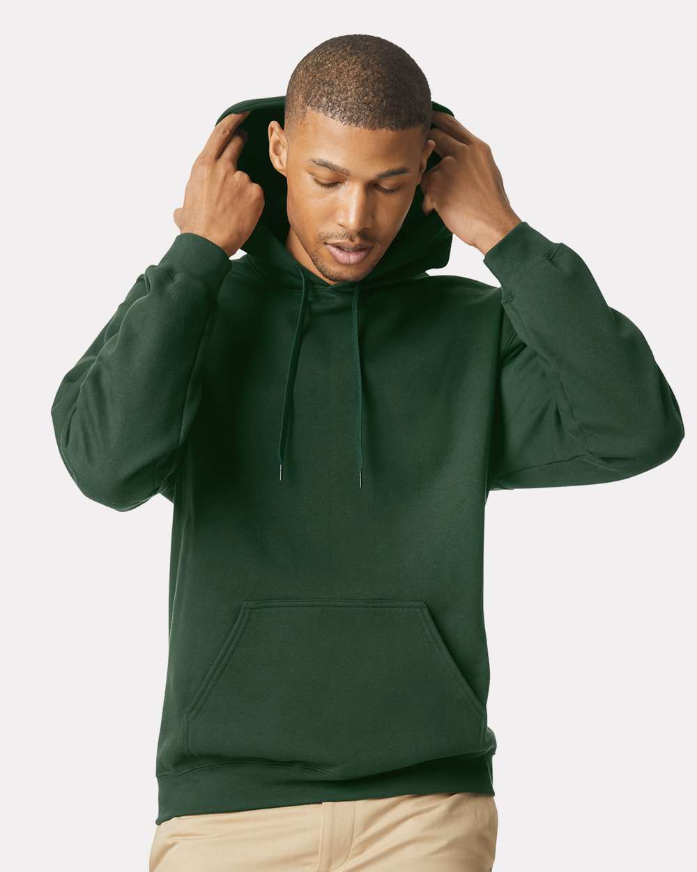 Gildan SF500 Unisex Softstyle® Midweight Hooded Sweatshirt - Forest Green - On Model Front