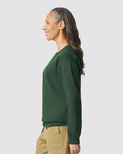 Gildan SF000 Unisex Softstyle® Midweight Crewneck Sweatshirt - Forest Green - On Model Side