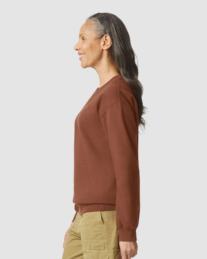 Gildan SF000 Unisex Softstyle® Midweight Crewneck Sweatshirt - Cocoa - On Model Side