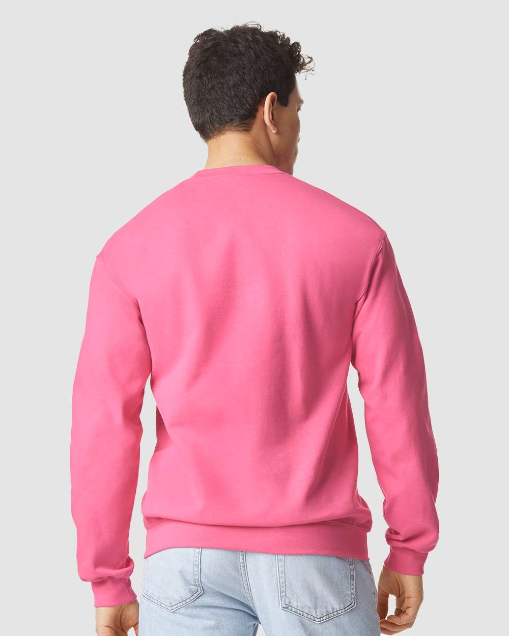 Gildan SF000 Unisex Softstyle® Midweight Crewneck Sweatshirt - Pink Lemonade - On Model Back
