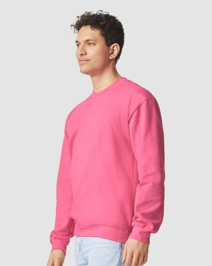 Gildan SF000 Unisex Softstyle® Midweight Crewneck Sweatshirt - Pink Lemonade - On Model Side