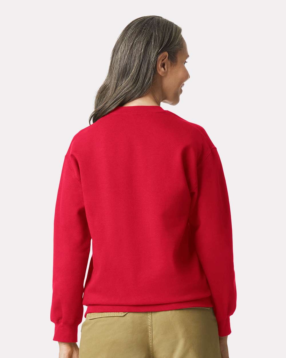 Gildan SF000 Unisex Softstyle® Midweight Crewneck Sweatshirt - Red - On Model Back