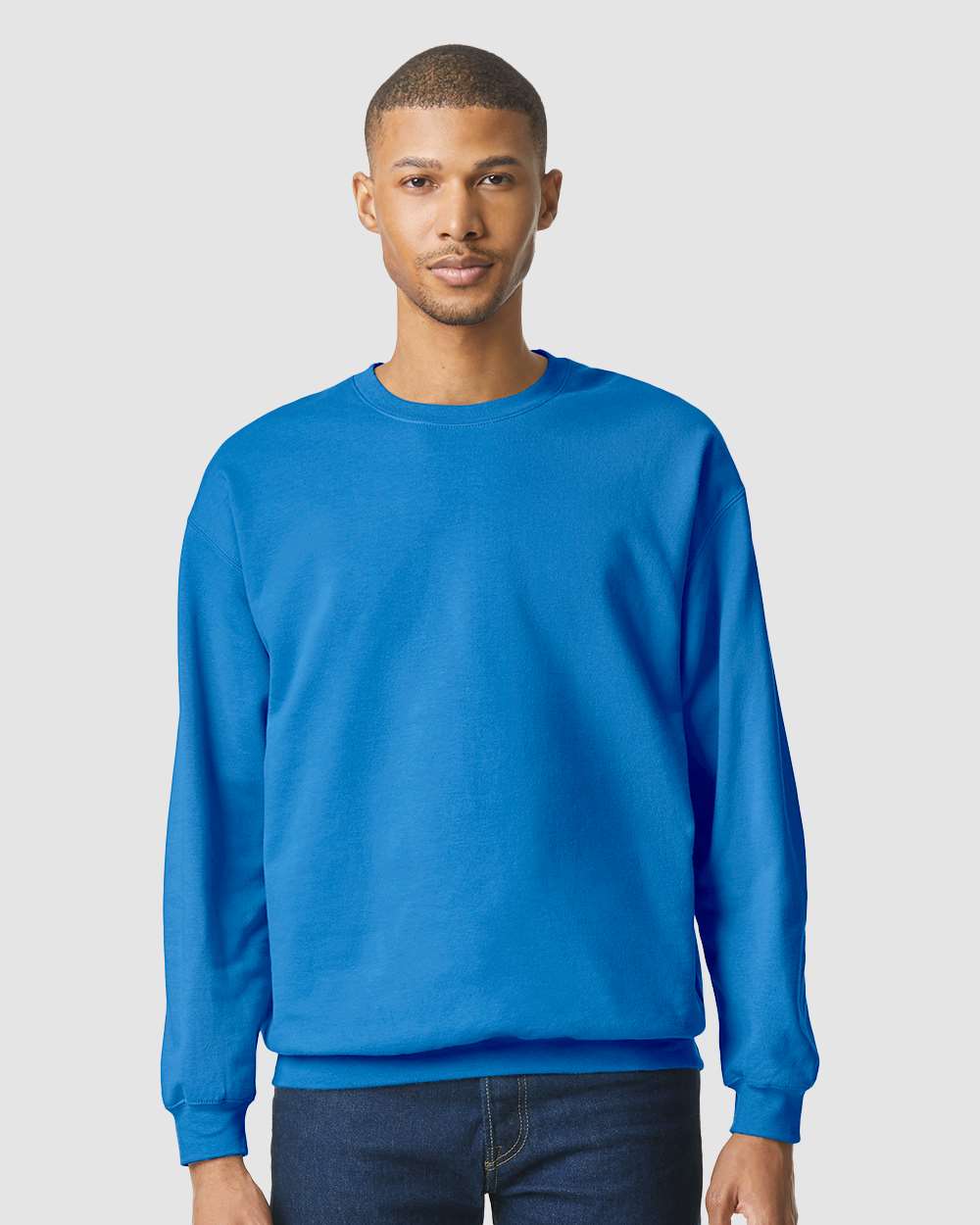 Gildan SF000 Unisex Softstyle® Midweight Crewneck Sweatshirt - Royal - On Model Front