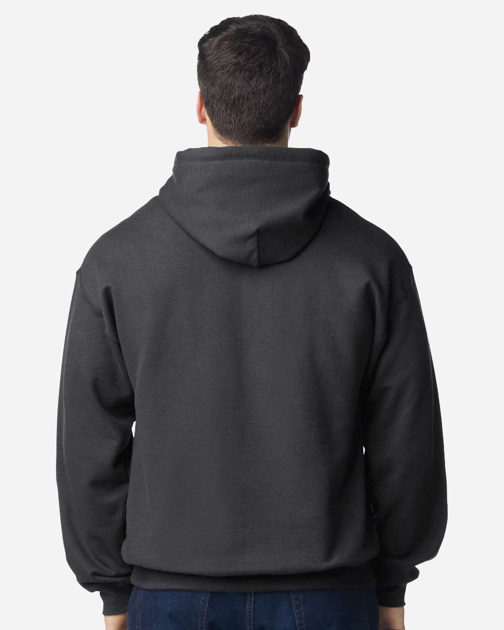 Gildan 18500 Unisex Heavy Blend™ Hooded Sweatshirt - Fan Charcoal Heather - On Model Back