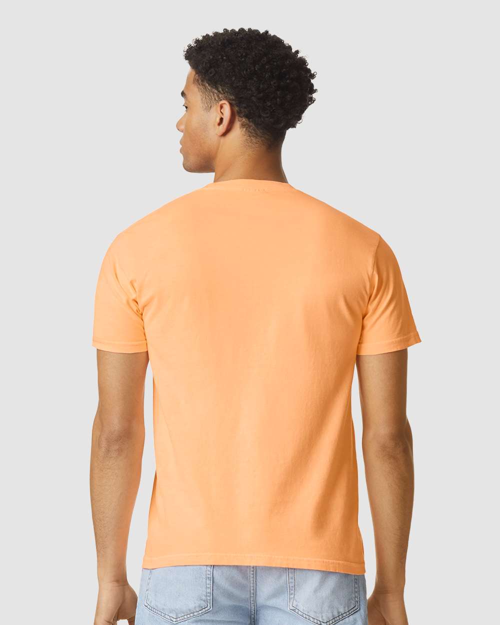 Comfort Colors 1717 Unisex Garment-Dyed Heavyweight T-Shirt - Neon Cantaloupe - On Model Back