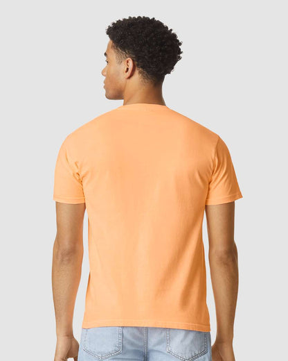 Comfort Colors 1717 Unisex Garment-Dyed Heavyweight T-Shirt - Neon Cantaloupe - On Model Back