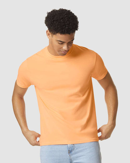 Comfort Colors 1717 Unisex Garment-Dyed Heavyweight T-Shirt - Neon Cantaloupe - On Model Front