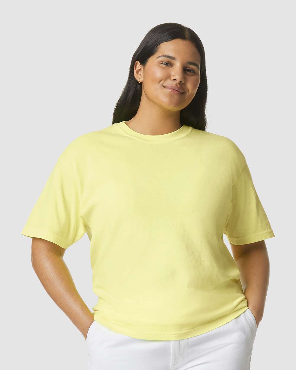 Comfort Colors 1717 Unisex Garment-Dyed Heavyweight T-Shirt - Neon Lemon - On Model Front