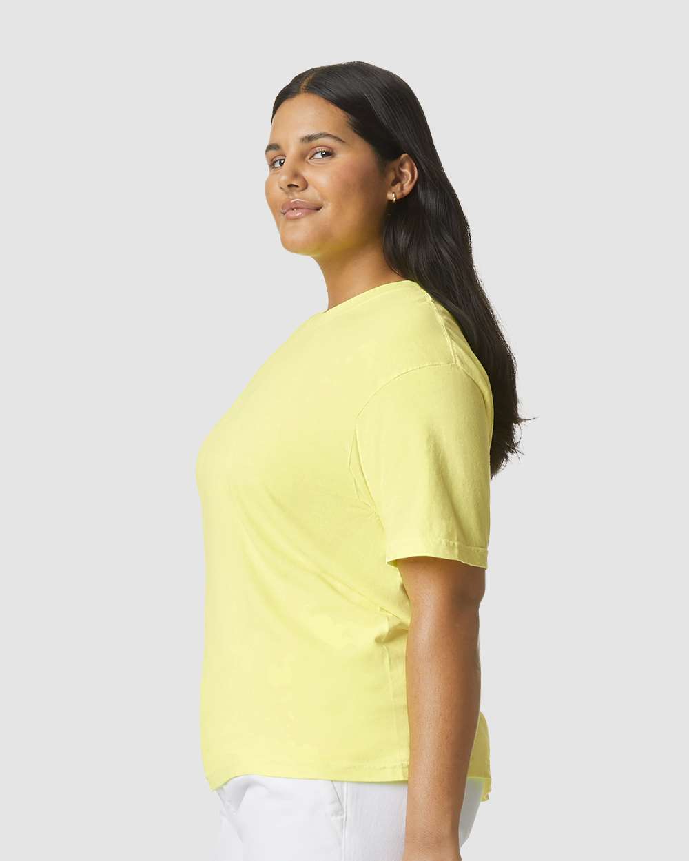 Comfort Colors 1717 Unisex Garment-Dyed Heavyweight T-Shirt - Neon Lemon - On Model Side