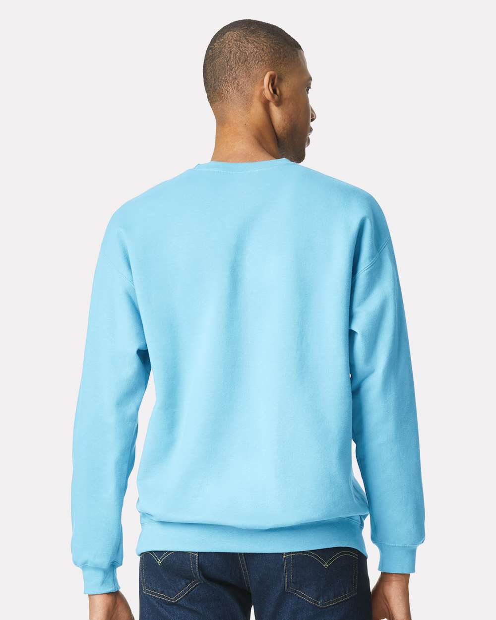 Gildan SF000 Unisex Softstyle® Midweight Crewneck Sweatshirt - Sky - On Model Back