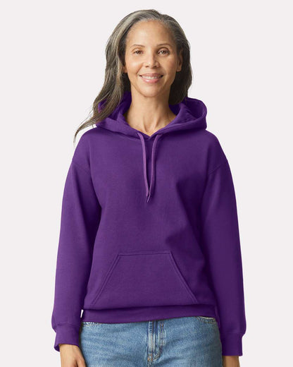 Gildan SF500 Unisex Softstyle® Midweight Hooded Sweatshirt - Purple - On Model Front