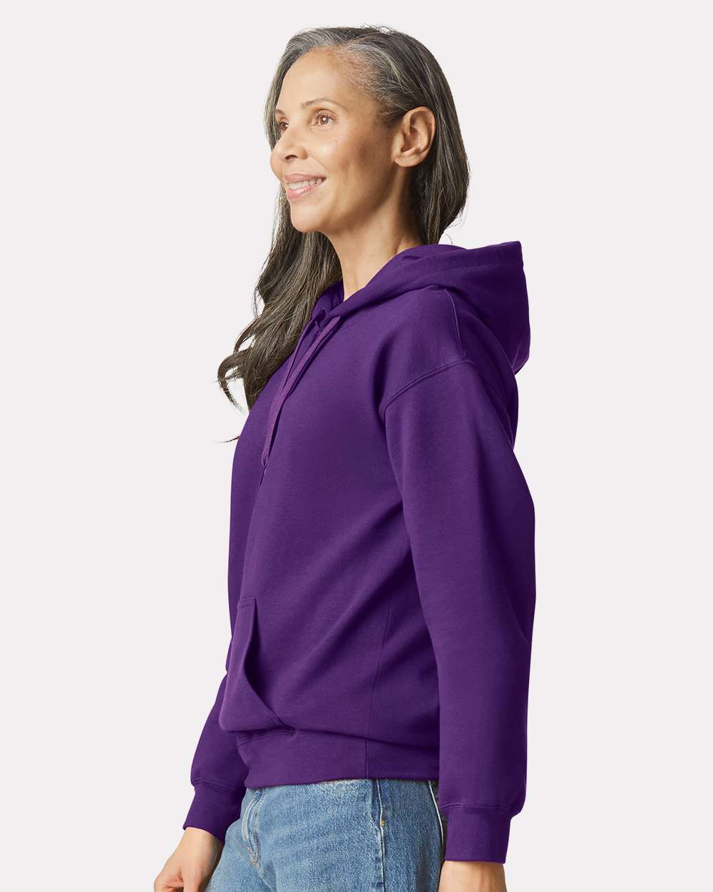 Gildan SF500 Unisex Softstyle® Midweight Hooded Sweatshirt - Purple - On Model Side