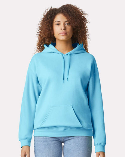 Gildan SF500 Unisex Softstyle® Midweight Hooded Sweatshirt - Sky - On Model Front