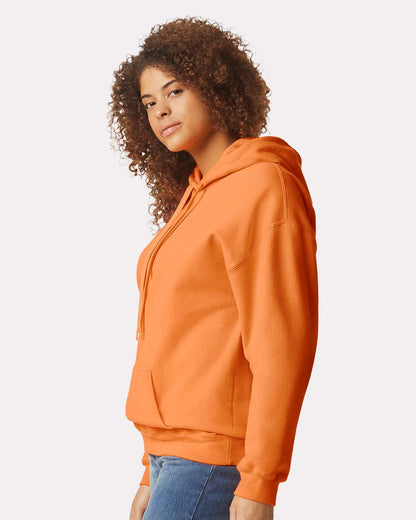 Gildan SF500 Unisex Softstyle® Midweight Hooded Sweatshirt - Tangerine - On Model Side