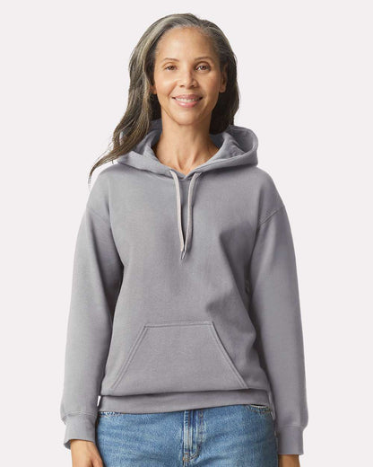 Gildan SF500 Unisex Softstyle® Midweight Hooded Sweatshirt - Cement - On Model Front