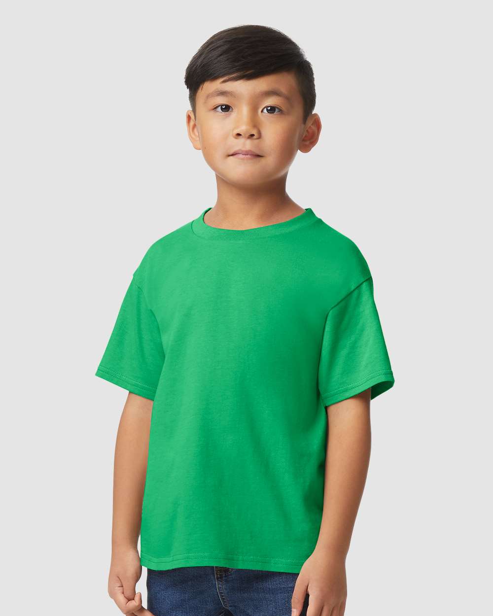 Gildan 65000B Youth Softstyle® Midweight T-Shirt - Irish Green - On Model Front