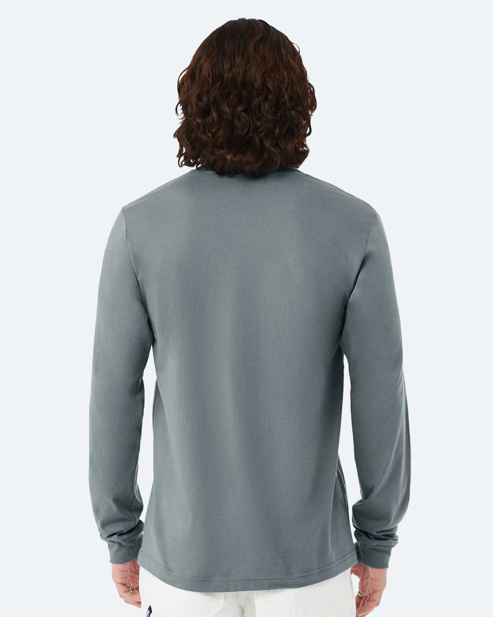 BELLA + CANVAS 3501 Unisex Jersey Long Sleeve Tee - Blue Storm - On Model Back