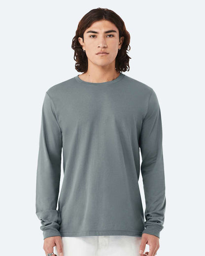 BELLA + CANVAS 3501 Unisex Jersey Long Sleeve Tee - Blue Storm - On Model Front
