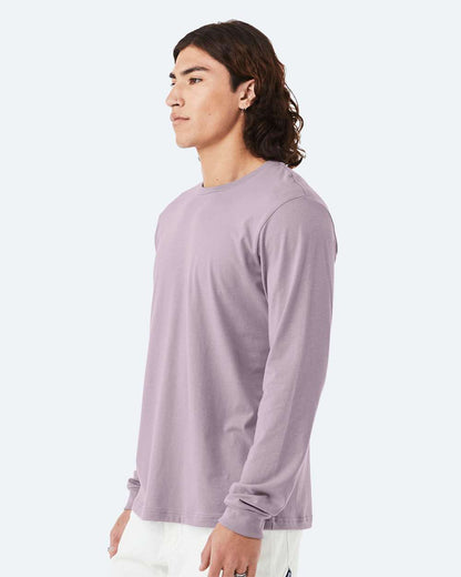 BELLA + CANVAS 3501 Unisex Jersey Long Sleeve Tee - Light Violet - On Model Side