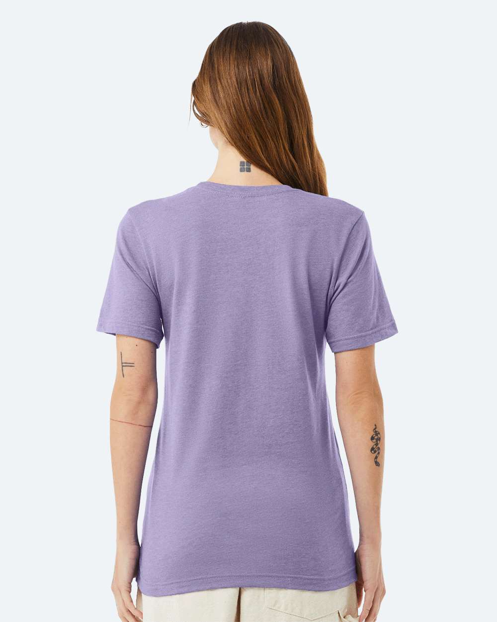 BELLA + CANVAS 3001CVC CVC Jersey Tee - Heather Dark Lavender - On Model Back