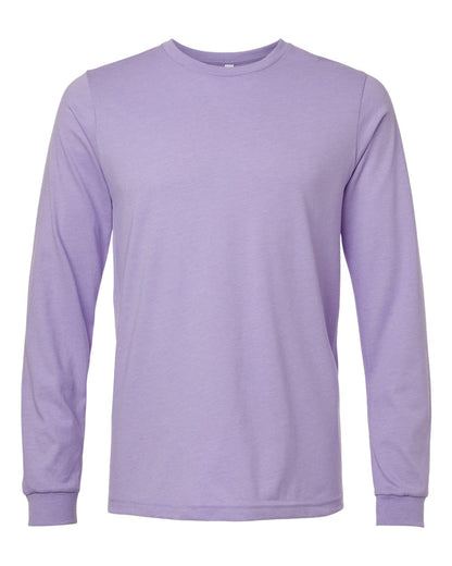 BELLA + CANVAS 3501CVC Heather CVC Long Sleeve Tee - Heather Dark Lavender - Front View