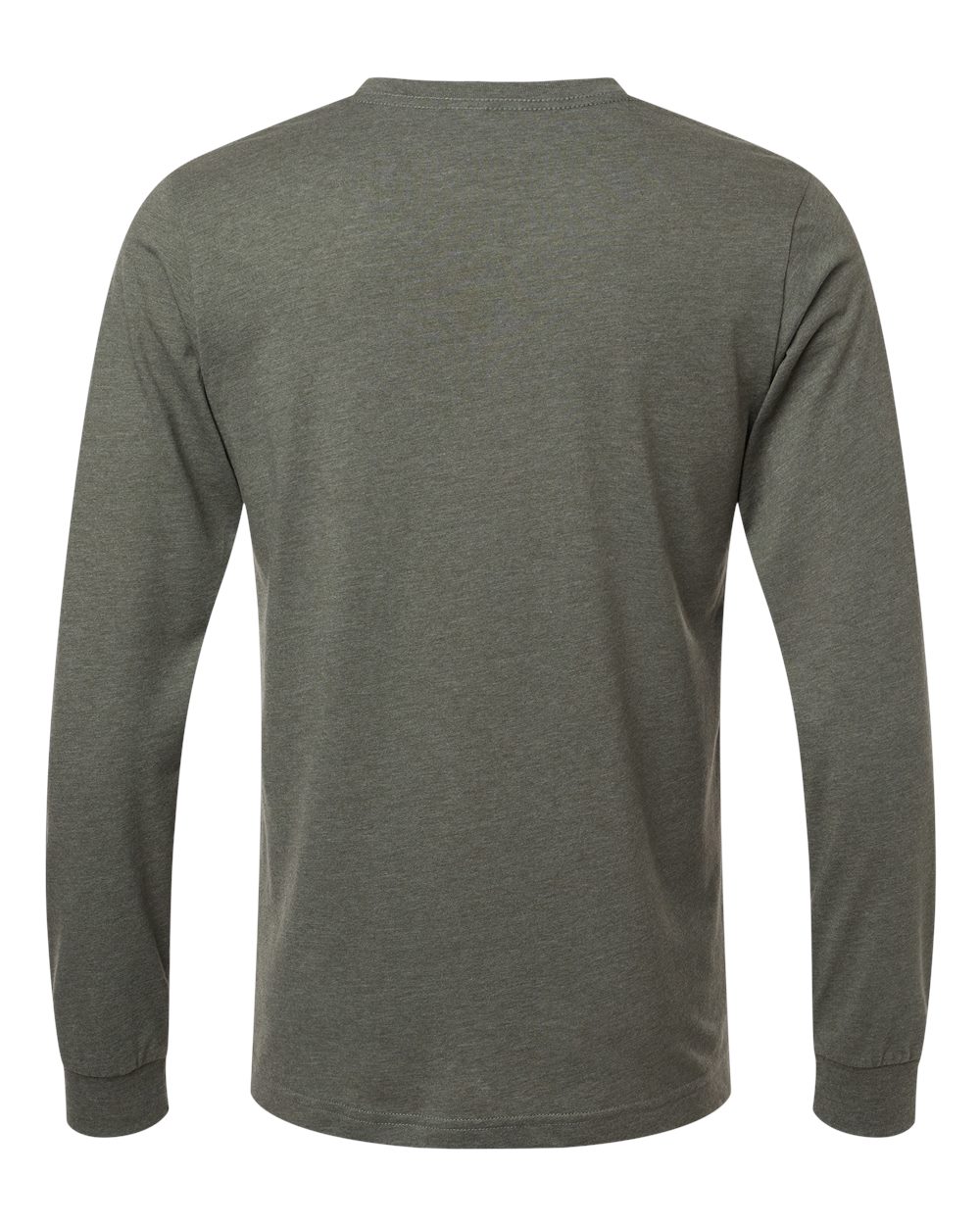 BELLA + CANVAS 3501CVC Heather CVC Long Sleeve Tee - Heather Military Green - Back View