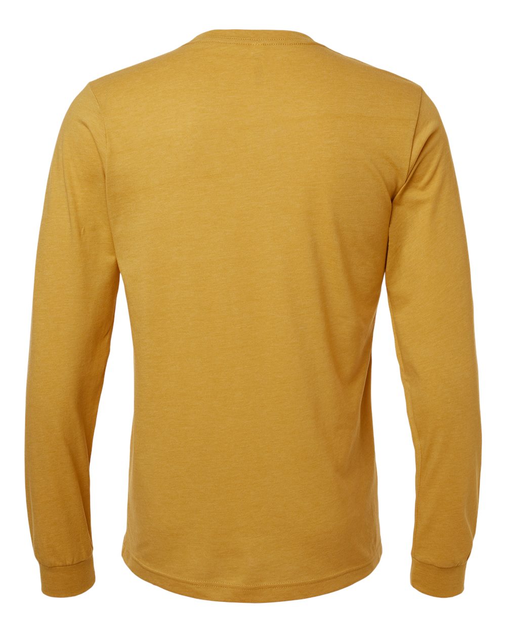 BELLA + CANVAS 3501CVC Heather CVC Long Sleeve Tee - Heather Mustard - Back View